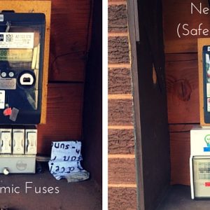 Before and after of old fuses and new safety switches